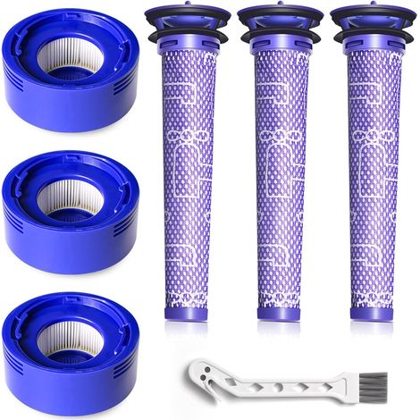 6 Pack pour Filtres de Rechange Aspirateur pour Dyson V8 V7 Absolute Animal Motorhead, 3 Post-filtres HEPA, 3 pré-filtres, pièce de Rechange,Remplace les Pièces 965661-01 et 967478-01