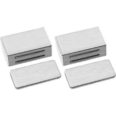 Aimant Porte Placard,Aimant pour Porte de Placard,Loquet de Portes Magnétique en Acier Inoxydable,Aimants Autocollant pour Portes Coulissante Tiroirs Fenêtre Armoire,sans Perçage (Argent 2 pièces) (1/4)
