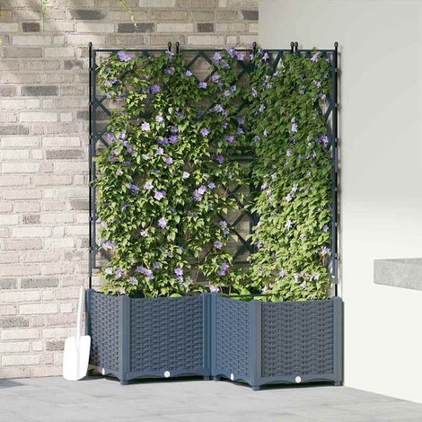 Vaso da giardino 3 pz Grigio 80 x 80 x 143 cm PP vidaXL (1/5)
