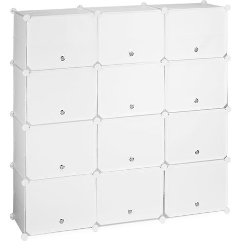 Zapatero modular almacenamiento óptimo 24 compartimentos 120 x 30 x 80 cm de plástico blanco 130011002 (1/5)