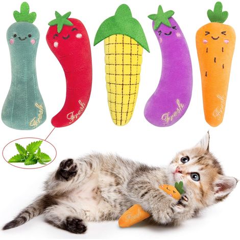 Juguetes de hierba gatera (paquete de 5), juguete interactivo para masticar para gatitos de interior, duradero y suave, juguetes de hierba gatera para gatitos, promueve el ejercicio.