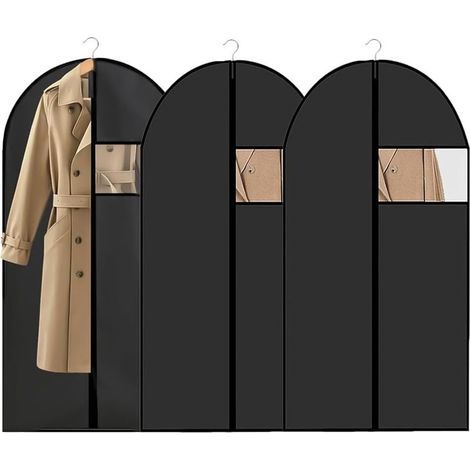 Set di 3 custodie porta abiti in PEVA, 60x140 cm, antipolvere e impermeabili, con cerniera. Custodia appendibile per riporre camicie, abiti, cappotti e altri indumenti. (1/5)