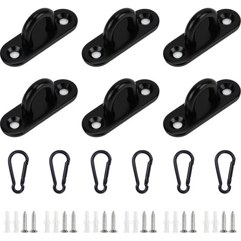 6 pcs plaque oeillet acier inoxydable m5,crochet inox avec vis et tube télescopique,mousquetons,crochets de fixation pour bateau, plafond, balançoire, hamac (1/5)