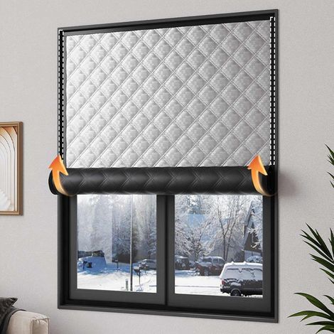 Kindfiber OÜ-Graphène Coton Rideau Isolant Thermique Aucun Perçage Requis -Vent Insonorisant Imperméable pour Protection Contre Le Froid(90x150 cm) (1/5)