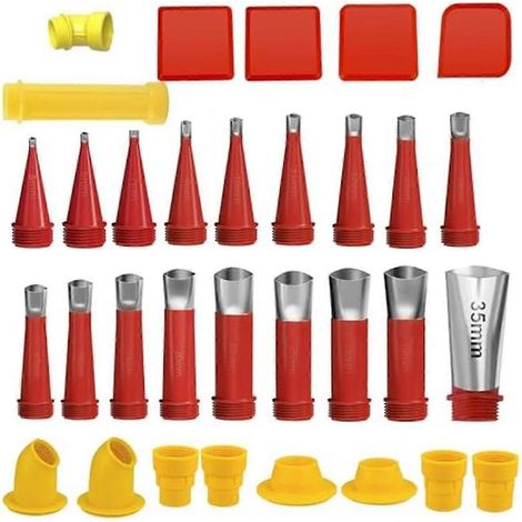 Kit de finition pour calfeutrage 32 pièces, comprenant 18 embouts de buse, 10 bases de connexion et un kit d'outils pour calfeutrage (1/5)