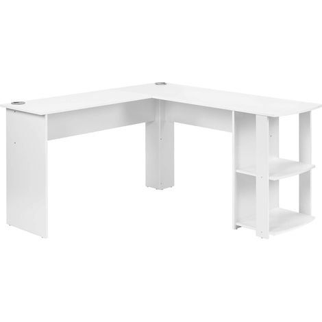 Eckschreibtisch 140 CM Computertisch Schreibtisch, L-förm Eckschreibtisch mit 2 Ablagen,H75/B140/L140 CM Weiß (1/5)