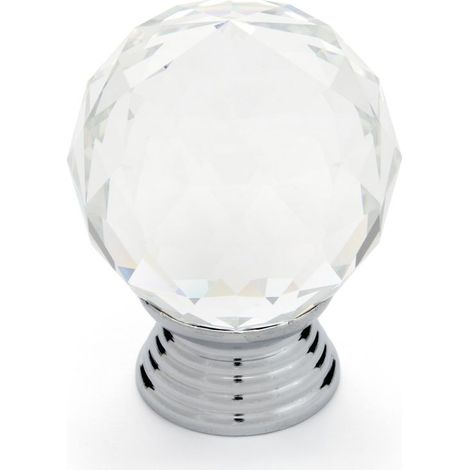 Pomo de cristal con acabado cromo brillo, dimensiones: 30x30x41mm Ø: 30mm - (1/5)