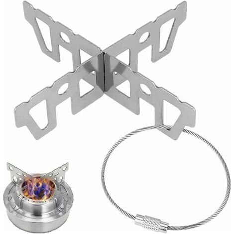 Support Croisé INOX de Casserole Poêle Bouilloire Popote Accessoire pour Réchaud de Camping Réchaud de Randonnée Réchaud à Gaz Réchaud à Alcool Cuisine Extérieure Pique-Nique