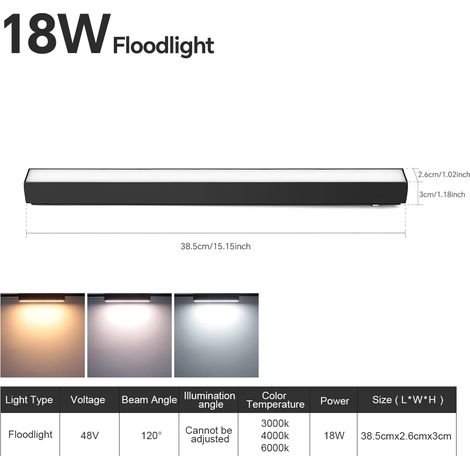 (Lampe d'exposition 18 W) Spot LED sur rail magnétique à montage en surface, luminaire décoratif moderne pour salon.