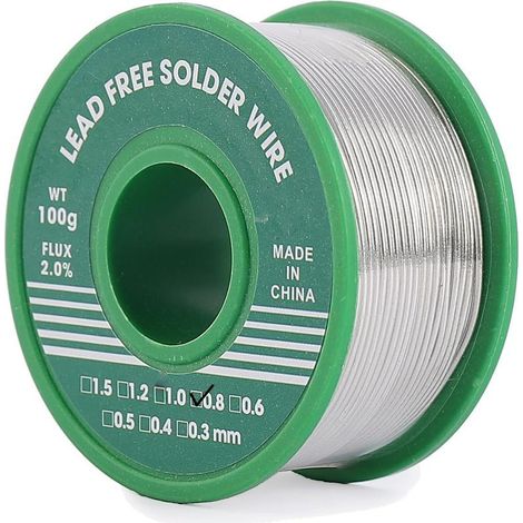 Fil étain de Soudure Sans Plomb 0.8mm 100g, Mince à Noyau Avec Flux de Colophane, Sn99%, Bobine d'étain à Souder pour Soudure la électrique (1/5)
