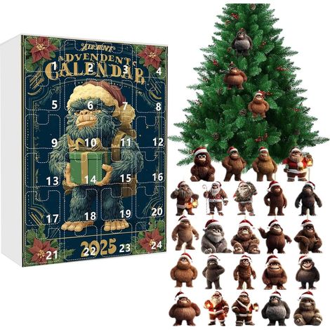 Calendrier De L'Avent Ornement 2025-2D Acrylique Décor Singe Des Fêtes - 24 Jours Compte À Rebours Ornement Singe - Pour Adultes Cadeaux De Fête Arbre De Noël Rétroviseur Voiture Mur (1/5)