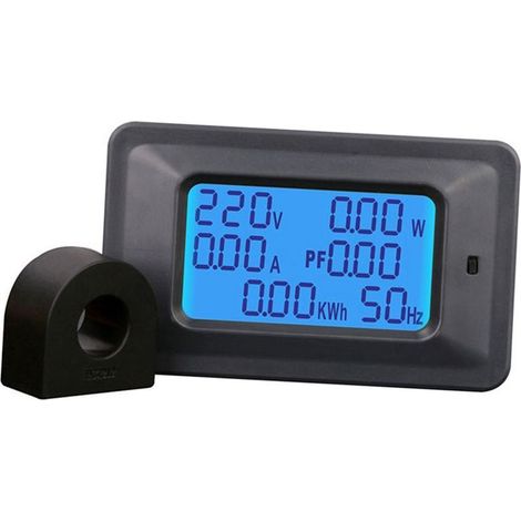 Compteur Électrique Digital LCD - Multimètre Tension Courant Puissance 100A - Voltmètre Ampèremètre Wattmètre Détecteur - Facteur Puissance Énergie Fréquence (1/5)