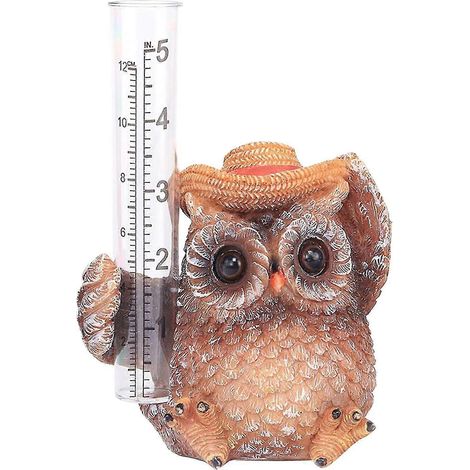 Pluviomètre en forme de hibou, ornement décoratif, compteur d'eau de jardin avec tube de mesure (1/5)