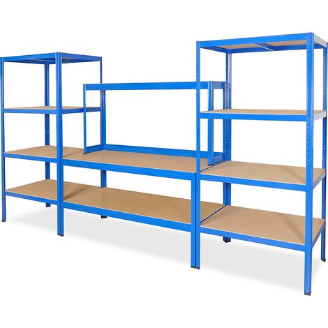 BRB Komplett-Werkstatt-Arbeitsplatz, Stecksystem, Werkbank/Regalset, BxTxH 3300x600x1800 mm (1/2)