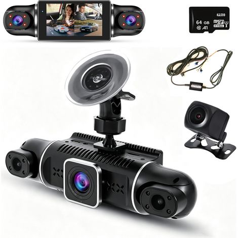 Enregistreur De Conduite Voiture 4 Canaux 1920x1080 Dashcam Avant Arriere Avec Vision Nocturne Et Detection G-Sensor (1/5)