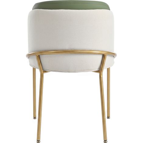 Silla de comedor moderna de piel sintética PVC con patas doradas y niveladores verde (1/5)
