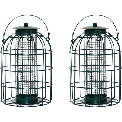 Pack of 2 Wild Bird Hanging Nut Feeder with Squirrel Guard (1/5)