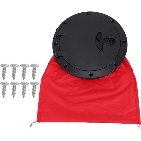 Ortviai Trappe de Pont Ronde pour Kayak et Bateau – Couvercle Étanche en ABS Noir 6 Pouces avec Sac Rouge