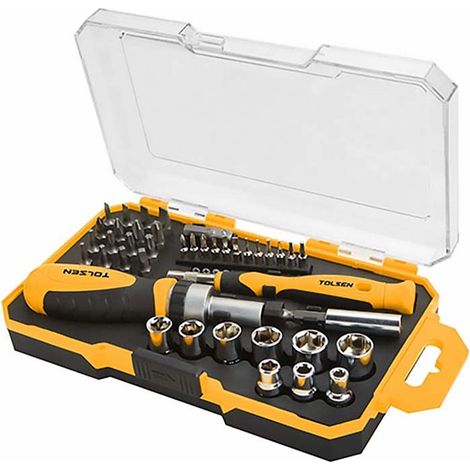 SET 42PZS DESTORNILLADORES DE CARRACA DESTORNILLADORES DE PRECISION TOLSEN