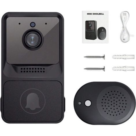 Wireless doorbell with chime, Wi-Fi video camera, two-way audio, night vision, rechargeable battery (1/5)