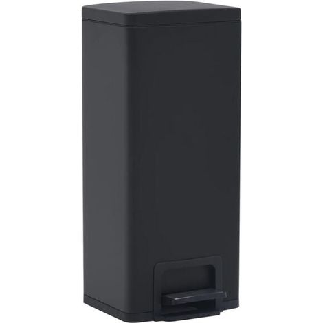 Poubelle de 30 litres à pédale, résistante aux empreintes digitales, noire, en acier inoxydable (1/5)