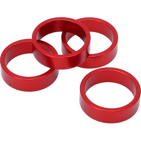 Set mit 4 Lenker- und Vorbauspacern aus Aluminiumlegierung (28,6 x 10 mm) für Mountainbikes und Rennräder (rot). (1/5)
