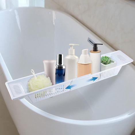 Mensola estensibile per vasca da bagno in polipropilene - Bianco - Per bambini - Organizzatore e contenitore - Accessorio multifunzionale per il bagno dei bambini (1/5)