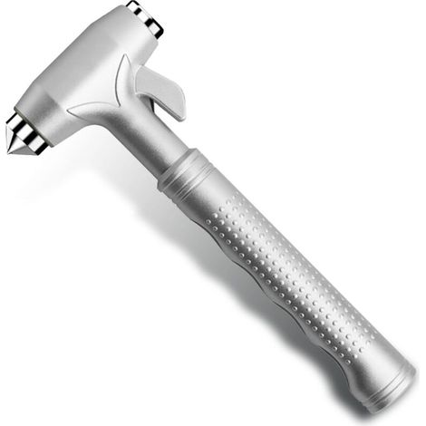 Brise-vitre de voiture — Marteau d'évacuation d'urgence pour véhicule avec coupe-ceinture — Marteau de sécurité multifonction pour accidents (Argent) (1/5)
