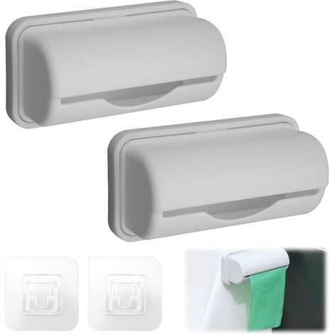 2 Pièces Distributeur Sac Poubelle, Distributeur de Sacs Poubelle pour Armoire, Supports Muraux pour Rouleaux de Sacs Poubelles, pour Cuisine, Salle de Bains (Gris)