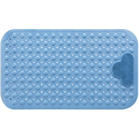 QORVA-Tapis de douche antidérapant bleu 80 x 50 cm avec ventouses, massage confortable, lavable en machine -