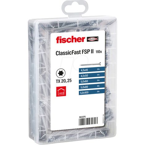FISCHER MEISTERBOX CLASSICFAST SK TG TX 4,5-5,0 VIS POUR PANNEAUX D'AGGLOMÉRÉ, 4,5 - 5, TX, 110 PIÈCES