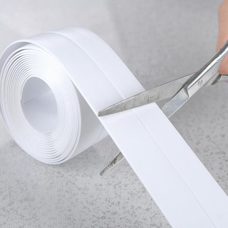 Ruban adhésif d’étanchéité mural pour angles imperméable 126 x 1,5 pouces, bande adhésive de recouvrement de joints pour bord de plan de travail de cuisine et salle de bain. (1/4)