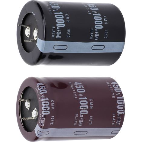 2 Stück Elektrolytkondensatoren, Aluminium, zylindrisch, 105 °C, 35 x 50 mm, 1000 μF, 450 V (1/5)