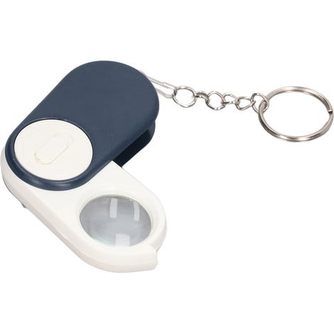 10-fache Taschenlupe mit Doppellinsen, faltbar, handlich, Mini-Lupe mit Schlüsselanhänger und LED-Beleuchtung (1/5)