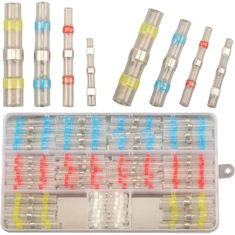 150pcs Connecteur Bout à Bout Thermorétractable, Cosses Electriques à Sertir Thermorétractables, étanche Connecteurs de Fil à Souder Cosse Thermosoudable Kit de Connecteurs de Bornes de Qualité Marine (1/5)