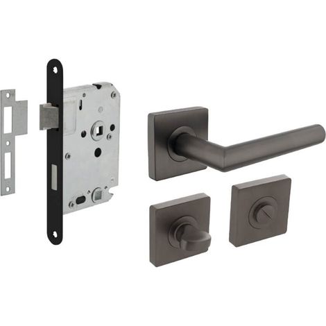 Jeu complet de poignées de porte Bastian WC carré anthracite - 0029.174799 (1/3)