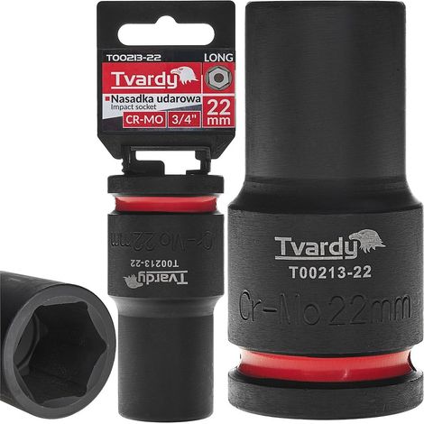 Vaso de impacto largo de 3/4" de 6 puntas, 22 mm, CR-MO (1/20) (1/4)