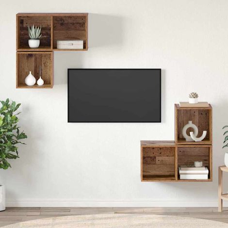 TV-Schrankset Wandmontiert 4 pcs Altholz Holzwerkstoff vidaXL (1/5)
