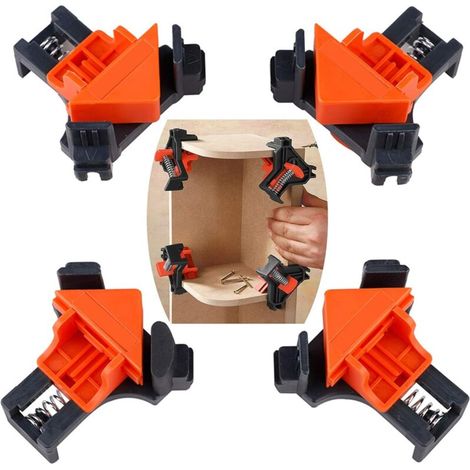 4pcs 90 Degrés à Angle Droit Pince, Alldo Pinces d'angle pour menuiserie, les outils de clip de cadre en bois, les outils de travail du bois pour le forage, la fabrication d'ébénisterie (1/5)