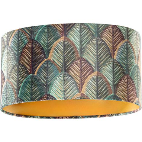 Velvet Lampshade Leaf Design with Gold Interior Oval 35/23/18 (1/5)