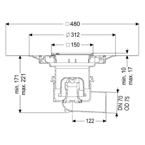 KESSEL 45170.51 Siphon de sol/plafond Practicus