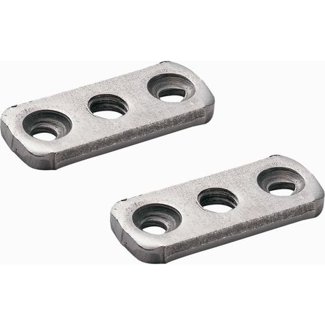 2x écrou rectangulaire lit platine 3 trous M7 x 150 acier meuble assemblage vis bois ancien (1/2)