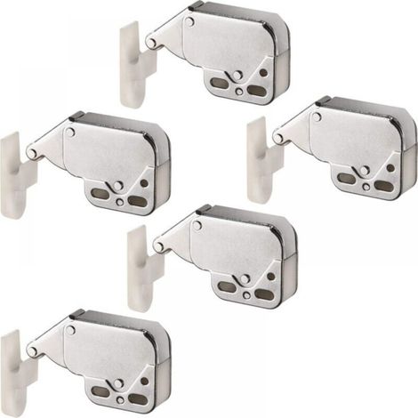 5pcs Cabinet Door Spring Latches, Automatic Push to Open, Cabinet Swing Door Catches, Nickel Plated Steel Latches 37x29x11mm