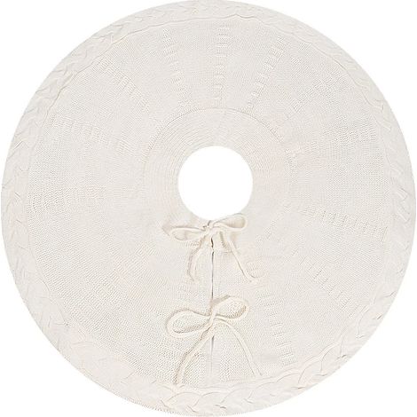 Tapis de sapin de Noël tricoté en une pièce, tablier de sapin de Noël, ornement de tapis de sapin de Noël, décoration de Noël blanc cassé (1/5)