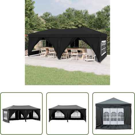 Tente de réception - Tente de réception pliable avec parois Noir 3x6 m (1/5)
