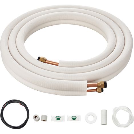 Mophorn 4876.8mm Mini Split Line Set, 9.5 & 15.9mm O.D Copper Pipes Tubing and Triple-Layer Insulation, for Air Conditioning or Heating Pump Equipment & HVAC with Rich Accessories (18ft Connection Cab (1/5)