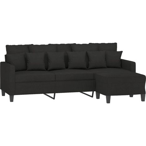 3-Sitzer-Sofa mit Hocker Schwarz 180 cm Stoff vidaXL (1/4)