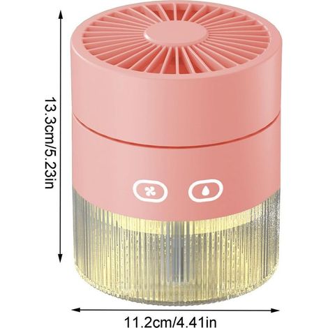 Tragbare Klimaanlage ohne Abluft, mit Sprühfunktion, faltbar, leise (30 dB), 1500-mAh-Akku, für drinnen und draußen, pink (1/5)