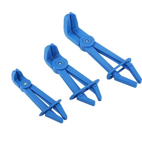 Kit de 3 pinces flexibles en plastique pour tuyaux de frein, carburant et eau (bleu) (1/5)