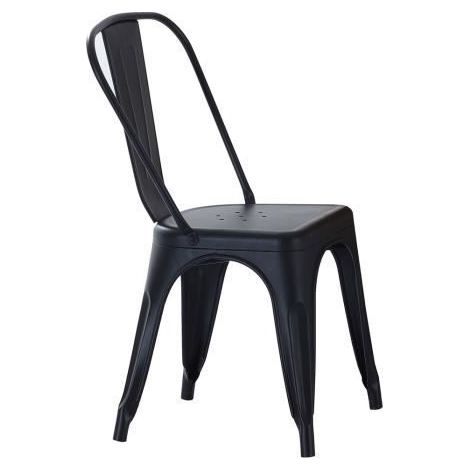 Lot de 4 chaises de salle à manger - JUANIO - Style industriel - Pieds en métal - Couleur noire (1/3)
